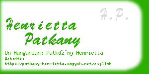 henrietta patkany business card